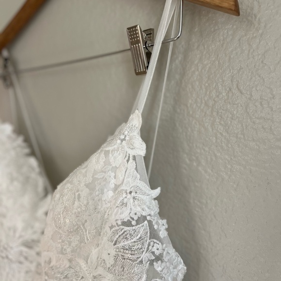 Height of Love White Embroidered Beaded Backless A-Line Gown - Picture 10 of 12